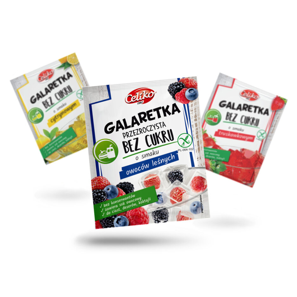 Rozszerzyliśmy linię galaretek bez cukru o nowy produkt – Galaretkę PRZEZROCZYSTĄ o smaku owoców leśnych.