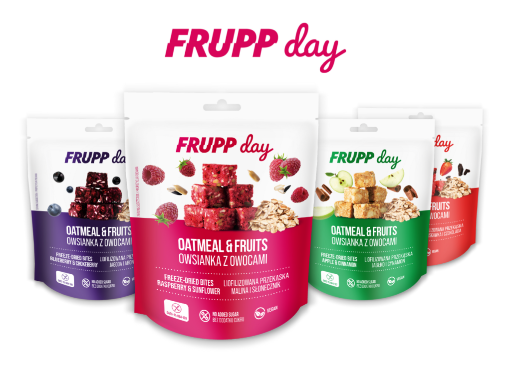 Linia batonów i przekąsek liofilizowanych FRUPP wzbogaciła się o kostki owsiane FRUPP Day. Produkty oparte na płatkach owsianych i owocach – w formie pysznych i wygodnych kostek, gotowych do schrupania.